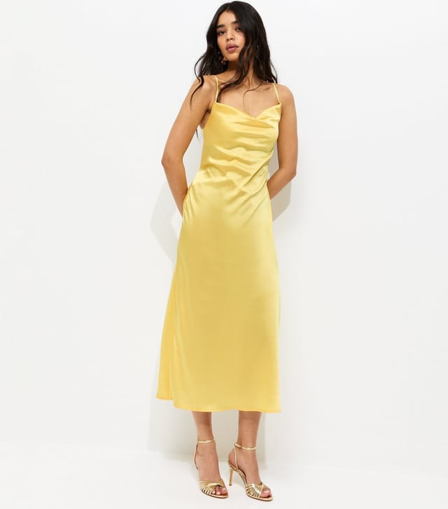 New Look Women's Light Yellow Satin Slip Dress New Look - 2