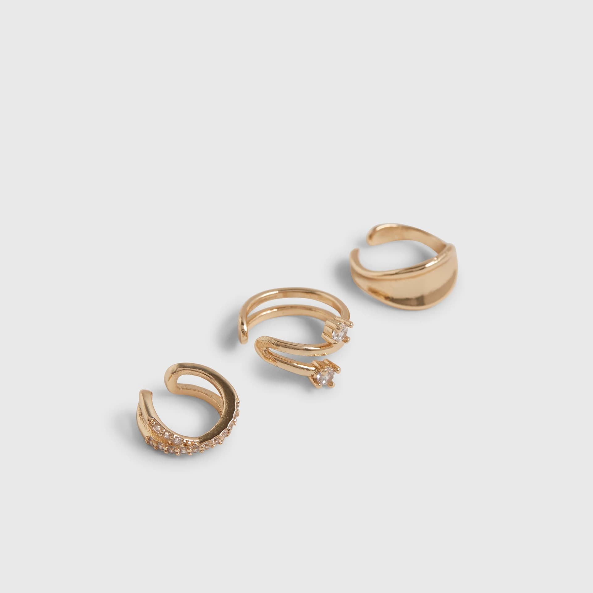 River Island River Island Womens Gold Diamond Simulant Ear Cuff 3 Pack