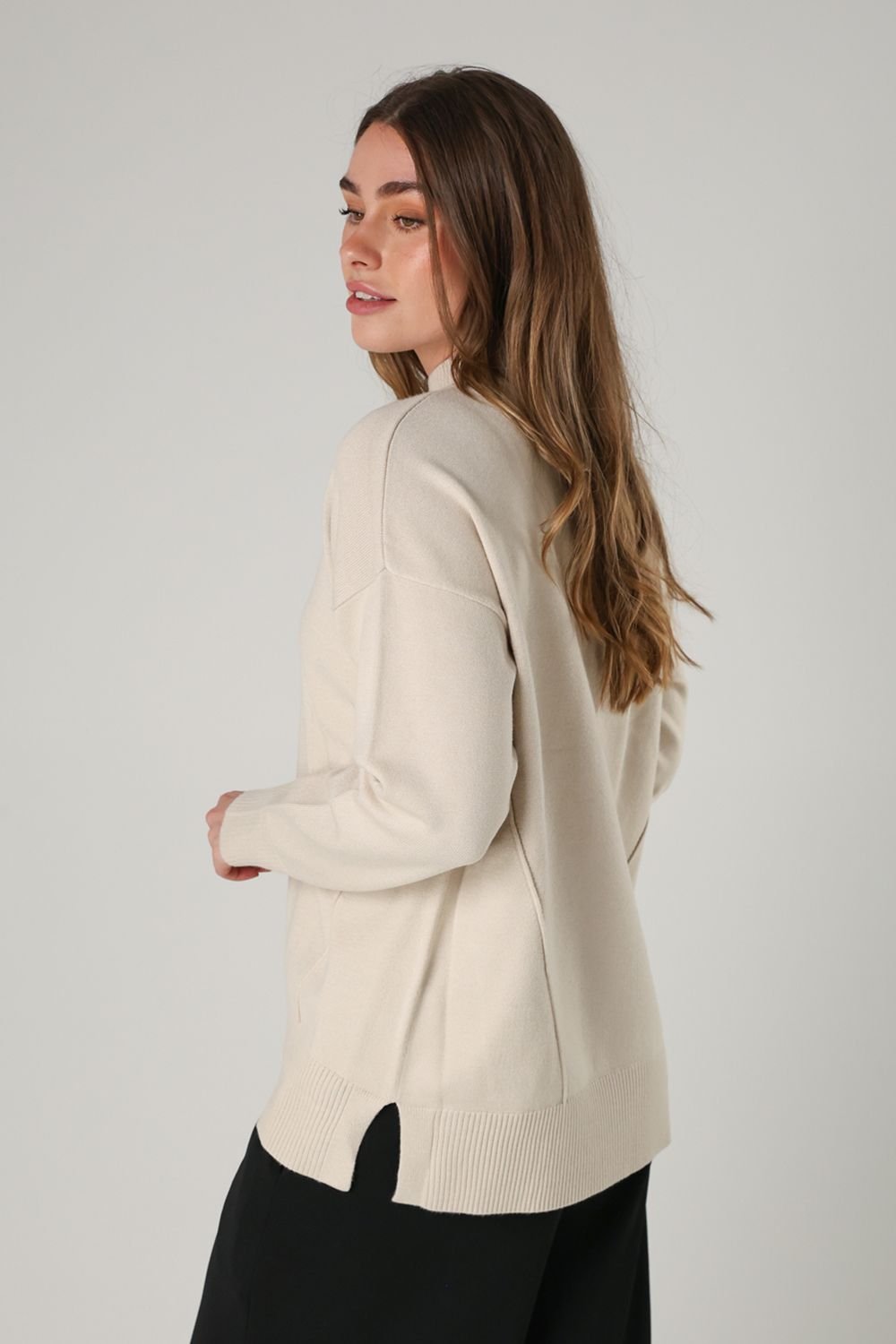 French Connection French Connection Women's Cosy Soft Touch High Neck Seam Jumper in Beige - 2