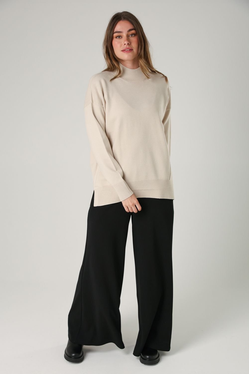 French Connection French Connection Women's Cosy Soft Touch High Neck Seam Jumper in Beige - 3