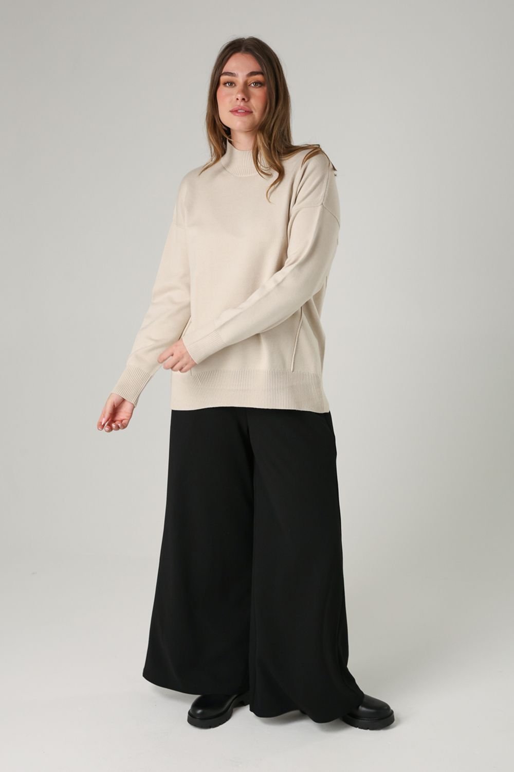 French Connection French Connection Women's Cosy Soft Touch High Neck Seam Jumper in Beige - 4