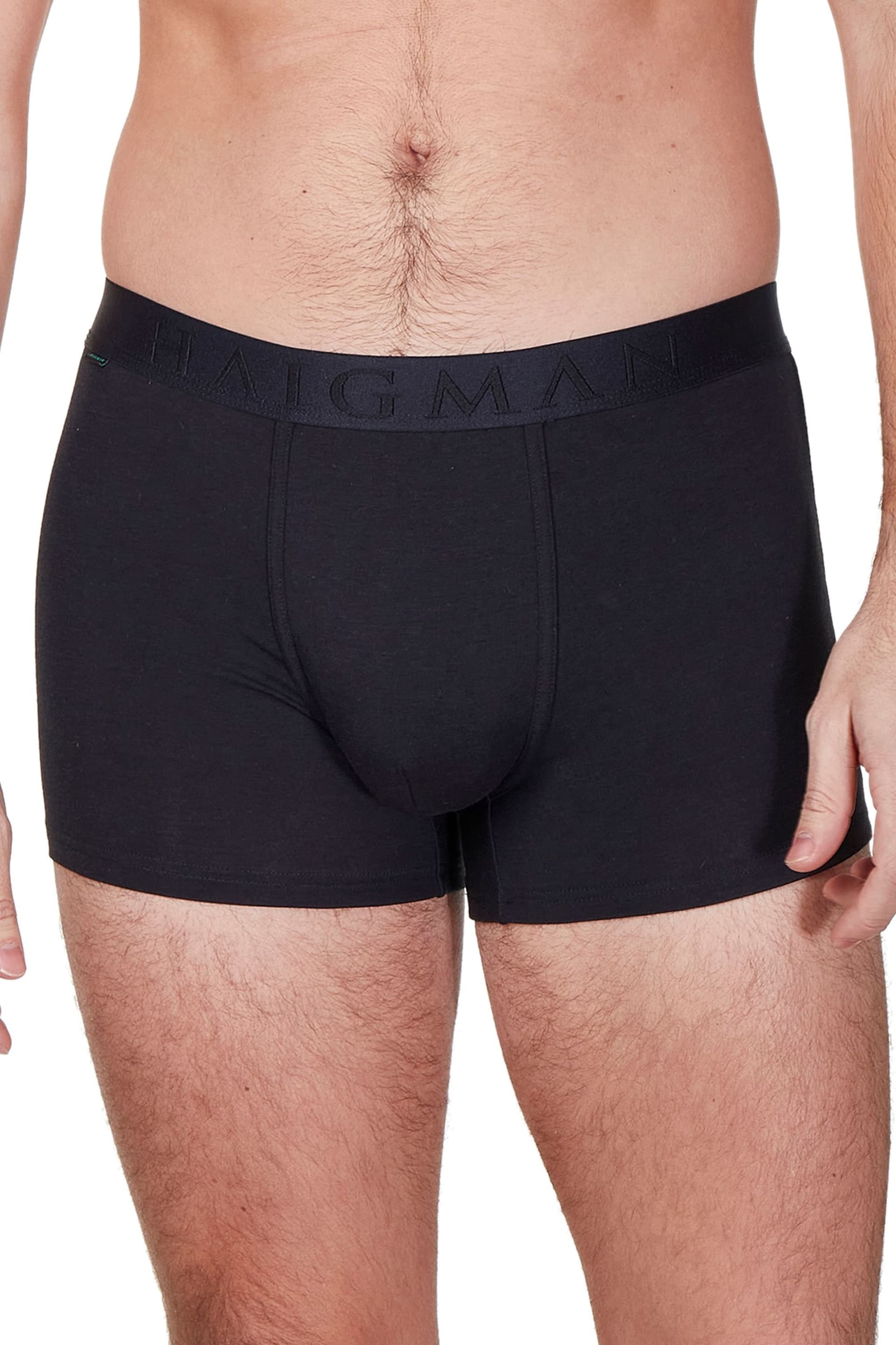 Haigman Haigman Men's 4 Pack Bamboo Cotton Soft Stretch Boxer Trunks in Black