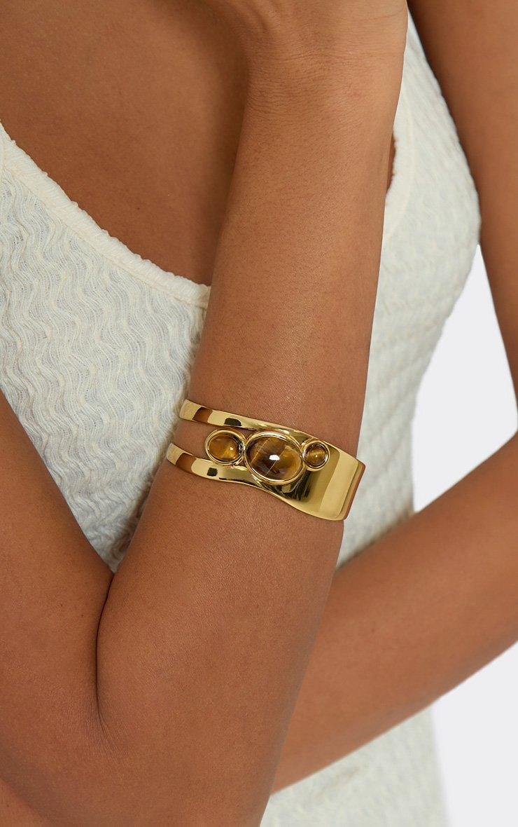 EGO Cuff Resin Detail Bracelet In Gold, Women's Size UK 0 - 2