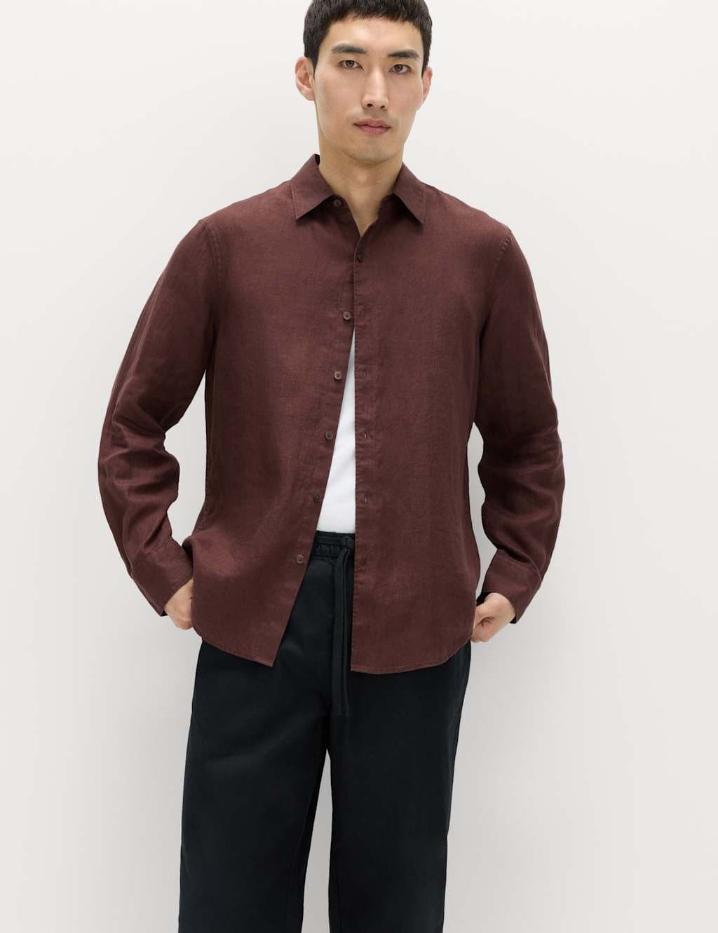 Marks & Spencer M&S Regular Fit Pure Linen Shirt Sable