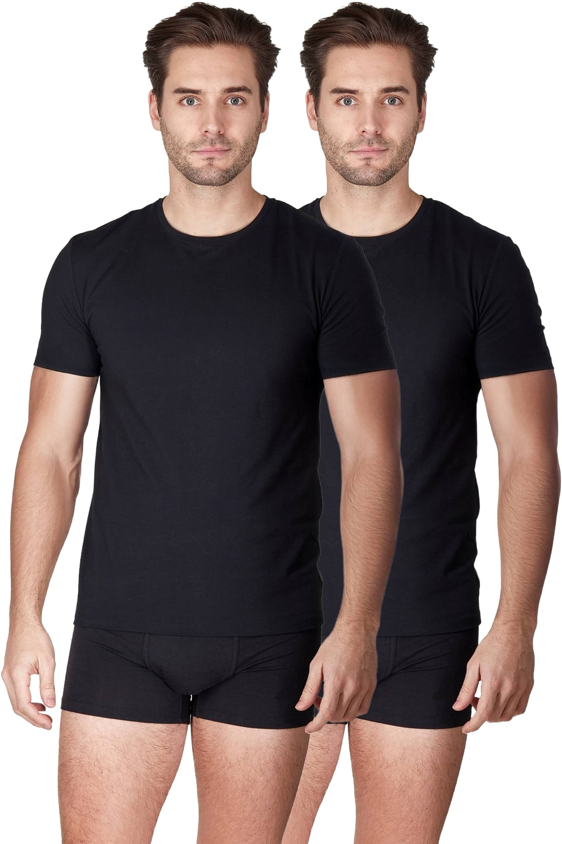 Haigman Haigman Men's Men's 2 Pack Cotton Stretch Short Sleeve T-Shirts in Black