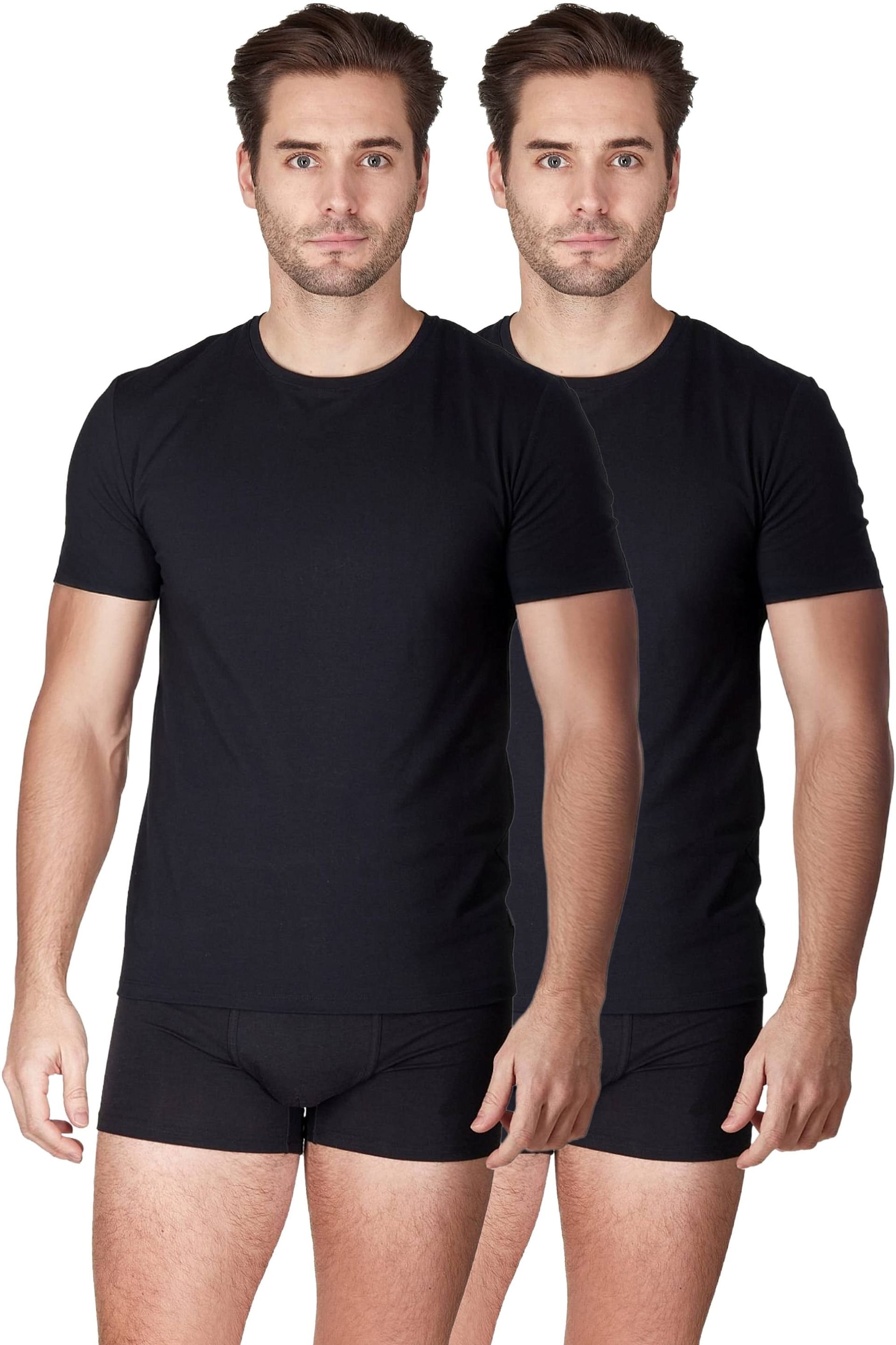 Haigman Men's 2 Pack Black Cotton Stretch T-Shirts