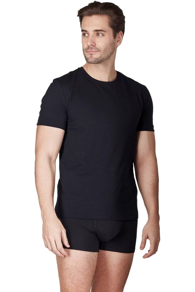 Haigman Haigman Men's Men's 2 Pack Cotton Stretch Short Sleeve T-Shirts in Black - 2