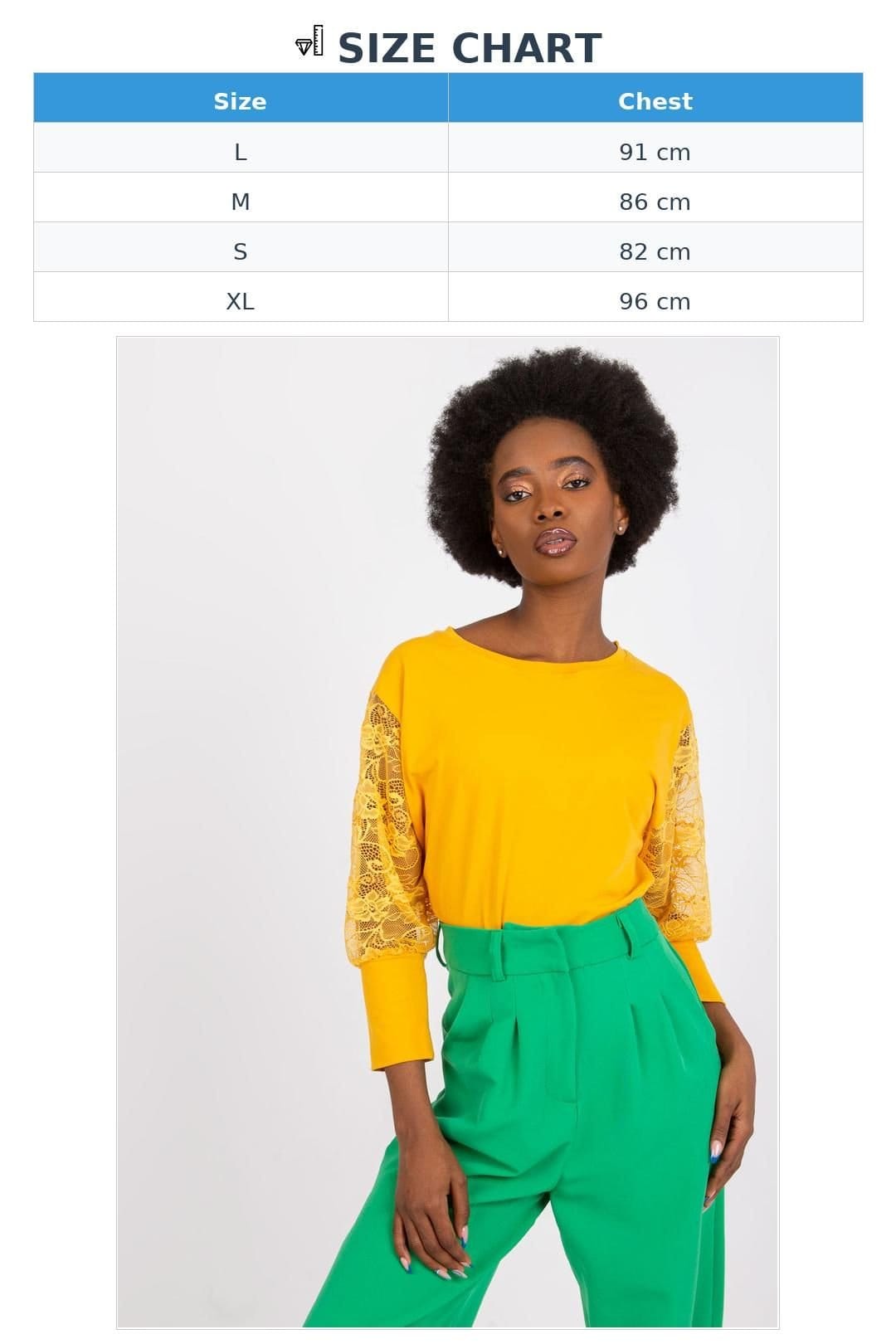 Love Lace Love Lace Women's Straight Cut Lace 3/4 Sleeve Blouse in Mustard - 4