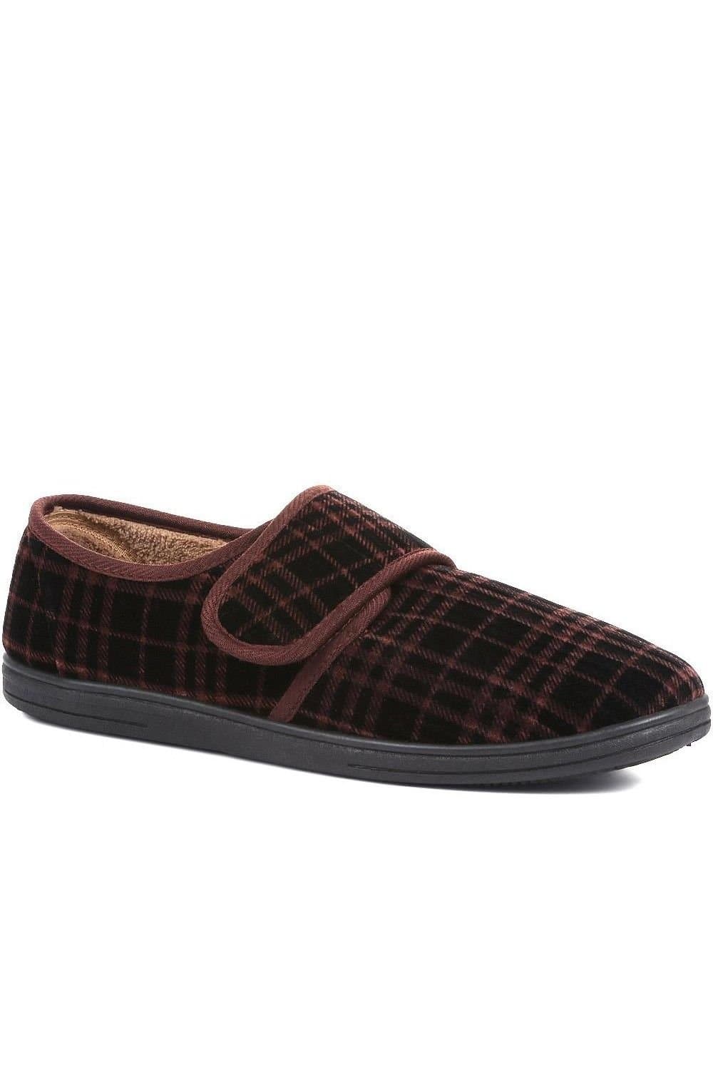 Pavers Pavers Brown Tartan Cosy Slippers for Men