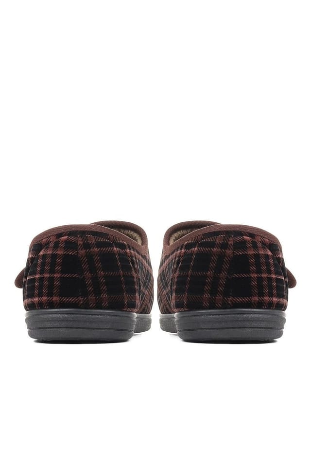 Pavers Pavers Men's Cosy Tartan Slippers in Brown - 3