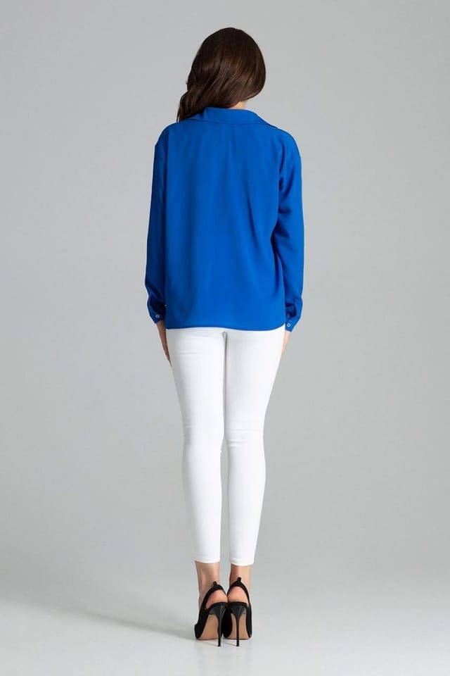 Love Lace Love Lace Women's Long Sleeve Button Up Shirt with Front Pocket Style 135871 in Blue - 3