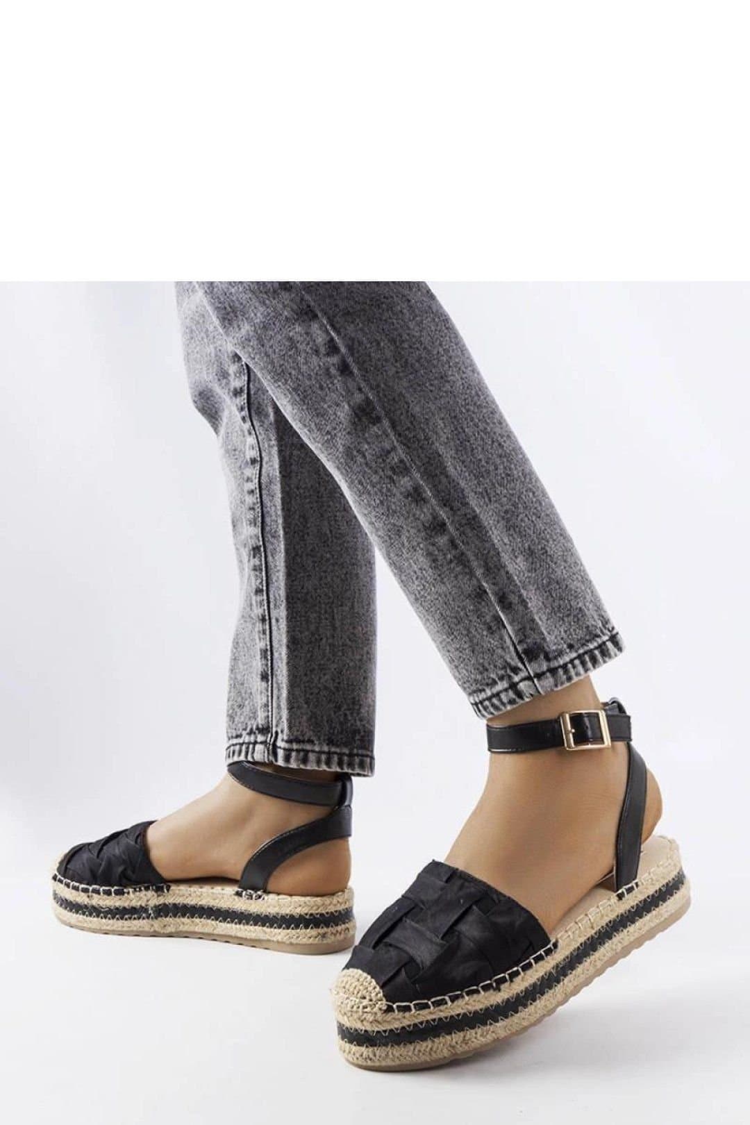 Love Lace Love Lace Black Platform Buckle Sandals with Brown Sole