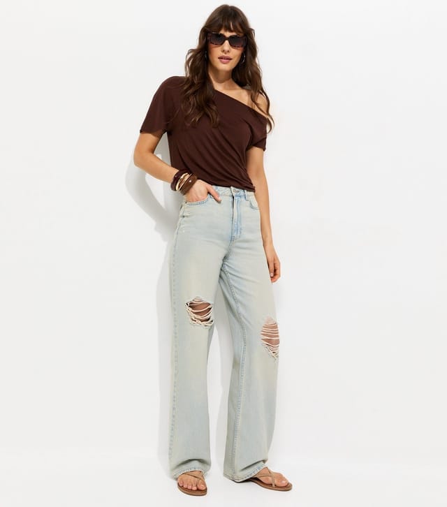 New Look Women's Tall Light Blue Adalae High Waist Ripped Jeans New Look - 2