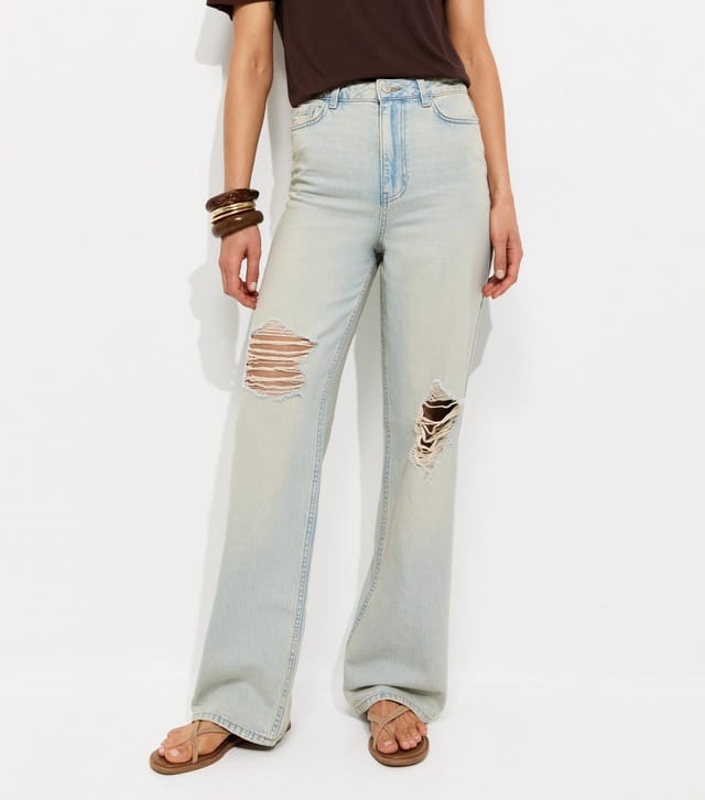 New Look Women's Tall Light Blue Adalae High Waist Ripped Jeans New Look - 3