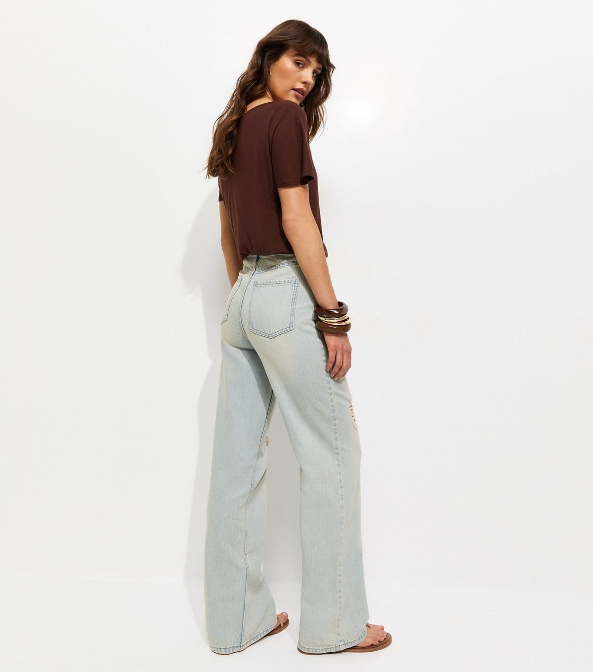 New Look Women's Tall Light Blue Adalae High Waist Ripped Jeans New Look - 4