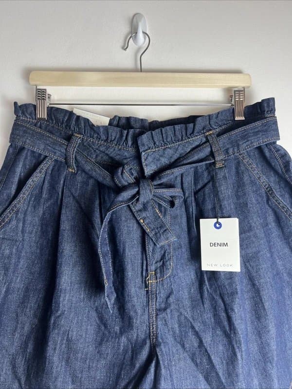 New Look New look - belted paper bag denim shorts - size 16