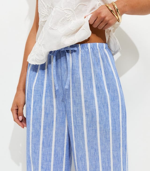 New Look Women's Petite Blue Striped Wide Leg Trousers New Look - 2