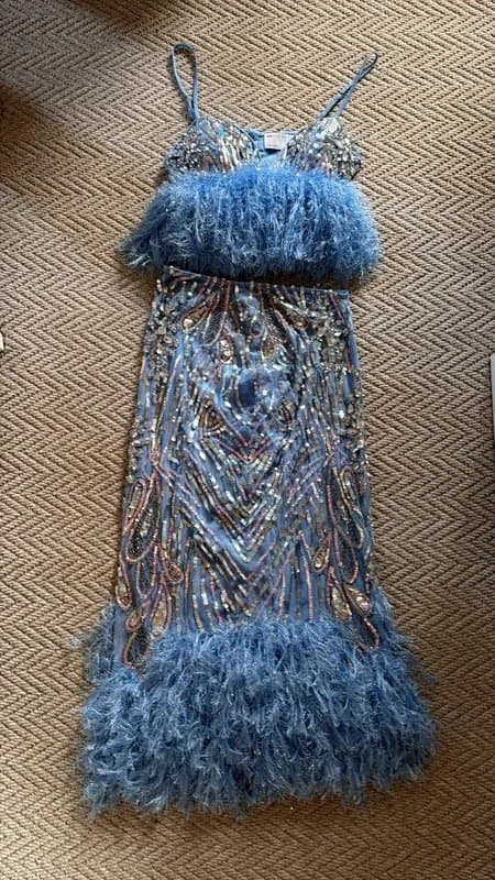 ASOS Blue embellished sequin top and skirt co ord