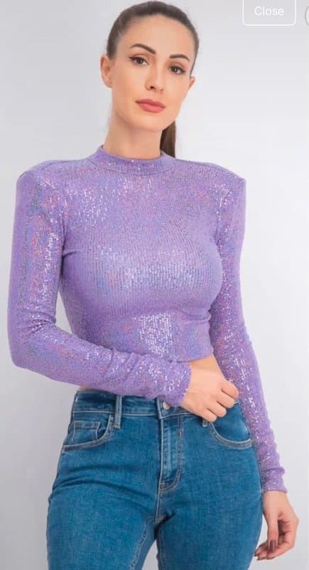 Bershka Bershka crop top sequin purple summer holiday festival size s small 6 8 10