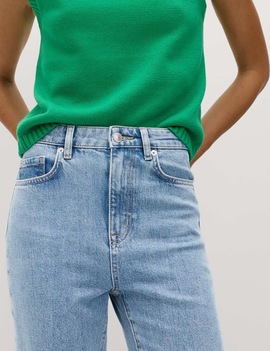 Marks & Spencer M&S High Waisted Kickflare Cropped Jeans Medium Indigo - 2