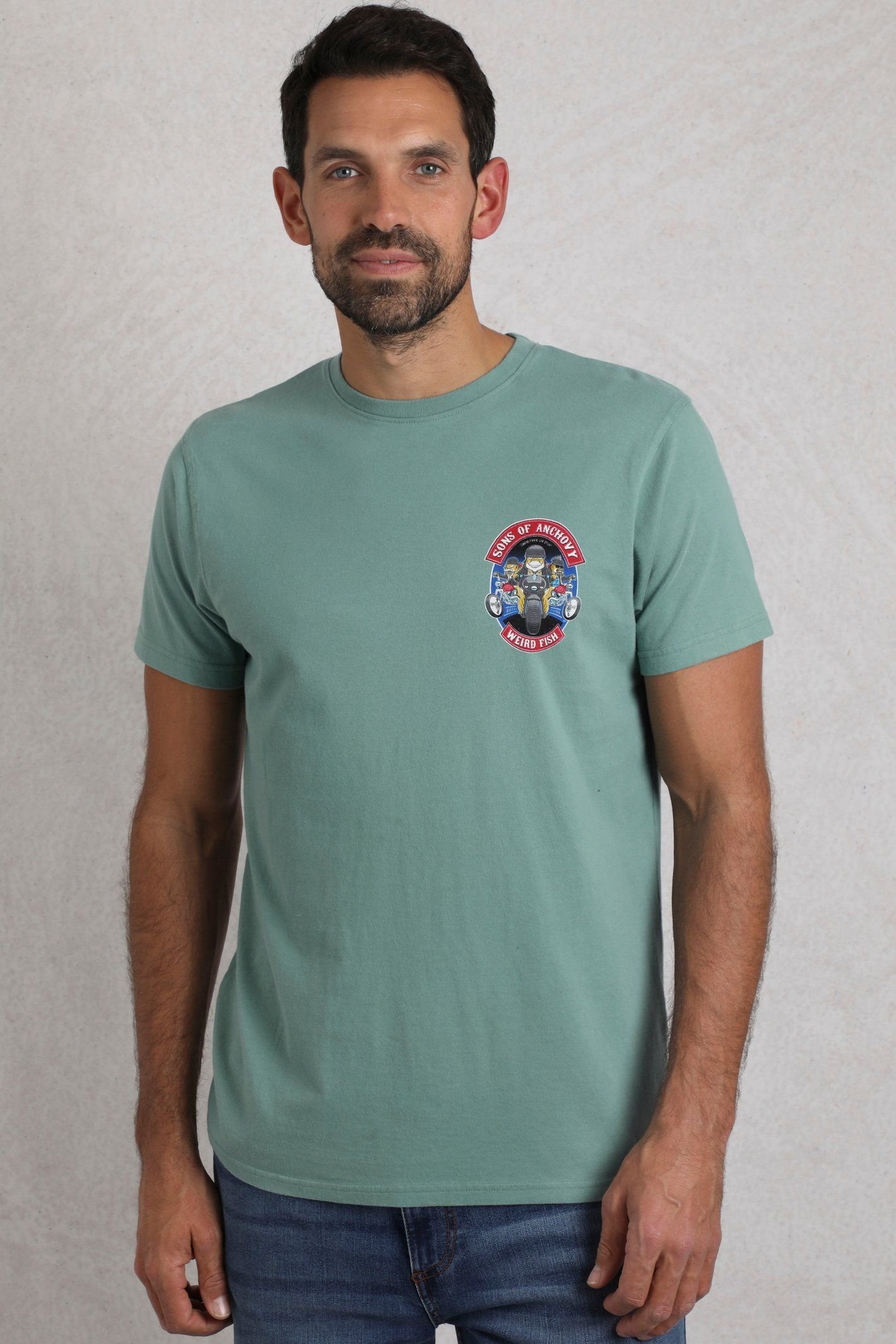 Weird Fish Weird Fish Men's Sons of Anchovy Artist T-Shirt in Duck Egg Blue - 4