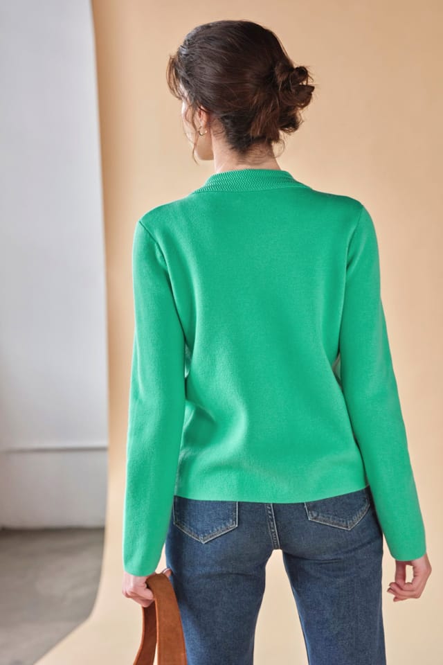 Pure Collection Pure Collection Women's Wool Blend Milano Zip Jacket in Green - 2
