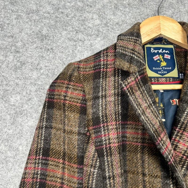 Boden Boden British Tweed By Moon Blazer Jacket Women’s Size Uk 8p Brown Check C32