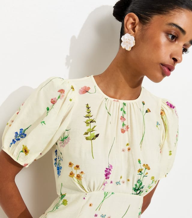 New Look Women's Cream Botanical Floral Print Midi Dress New Look - 2