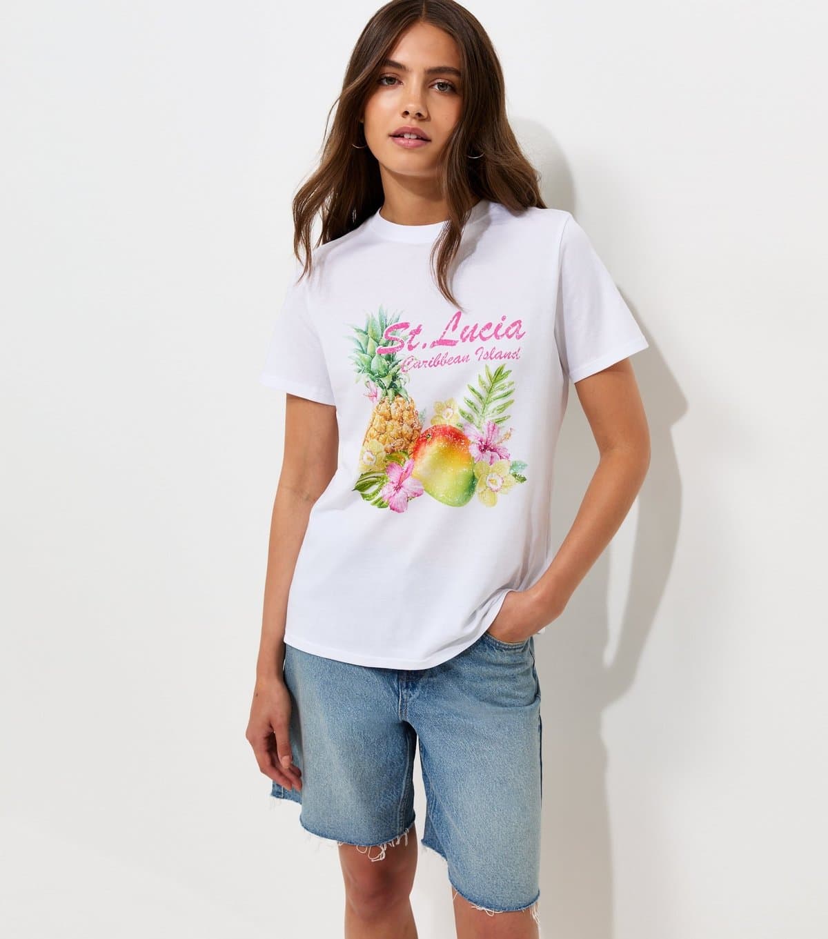 New Look Women's White Cotton St Lucia Short Sleeve T-Shirt New Look