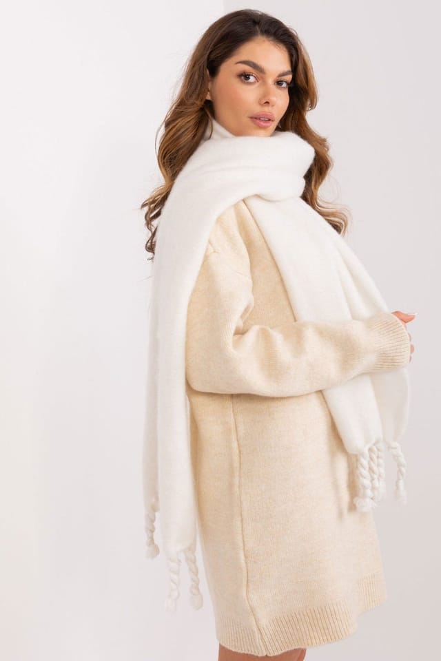 Love Lace Love Lace Women's Long Smooth Polyester Tassel Scarf for Fall Winter Wrap in White - 2