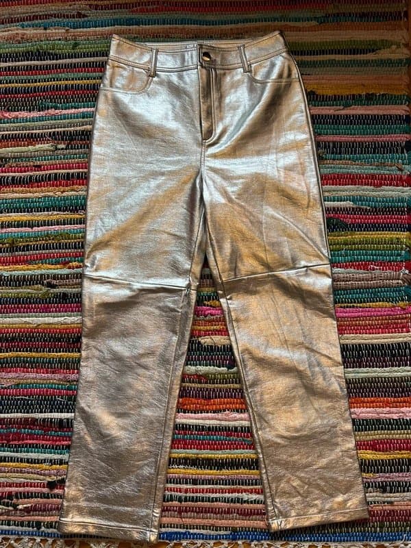 New Look Silver leather like jeans New Look size 12 straight leg