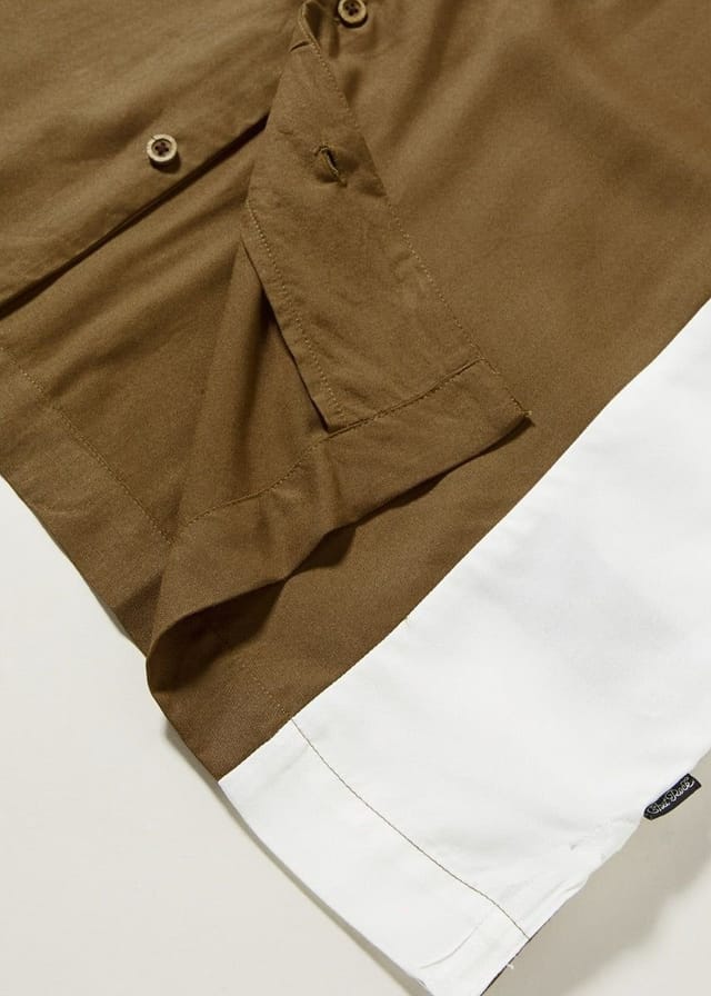 Chet Rock Chet Rock Austin Men's Brown Bowling Shirt Contrast Panel Short Sleeve - 3