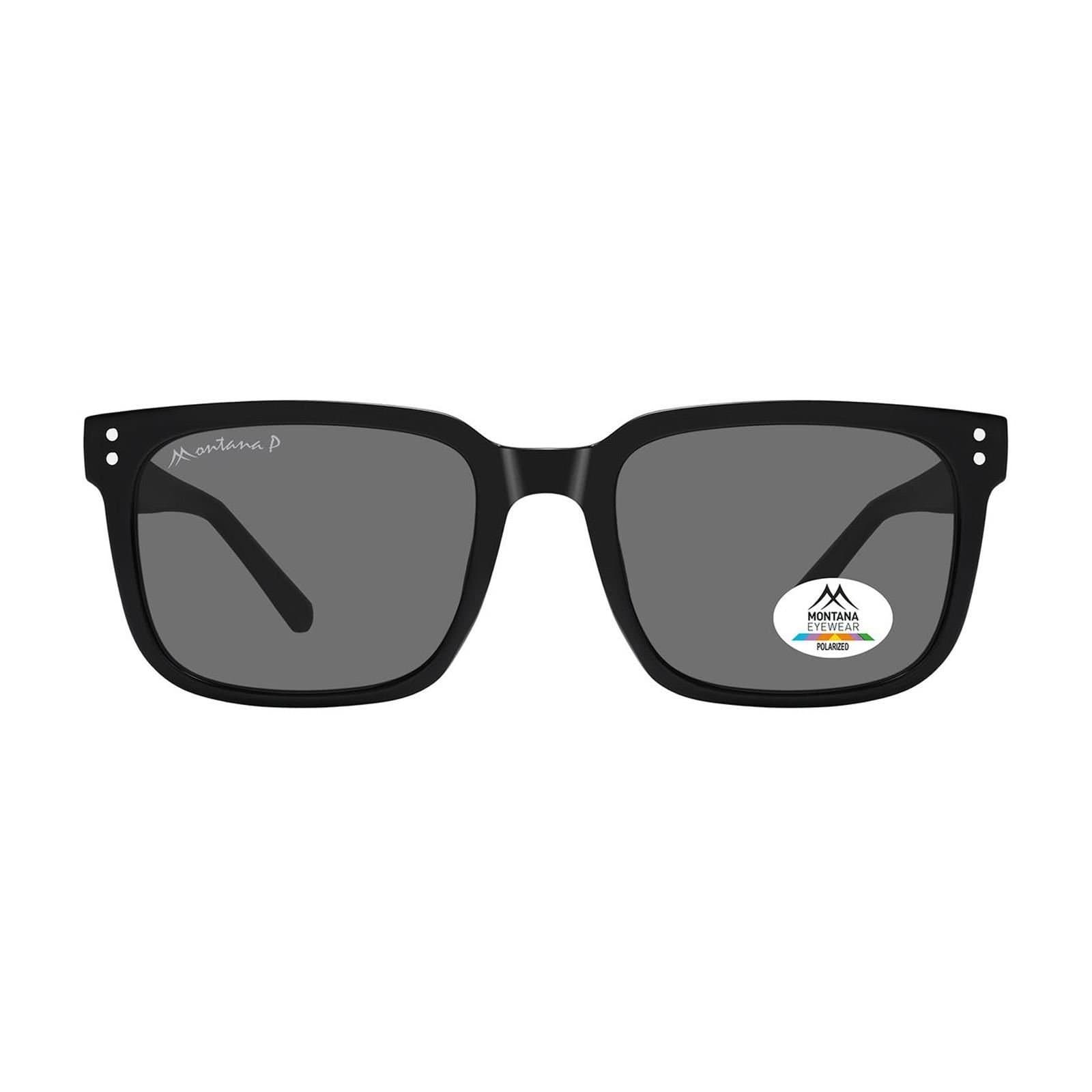 montana montana Men's Rectangle Black Grey Polarized MP196
