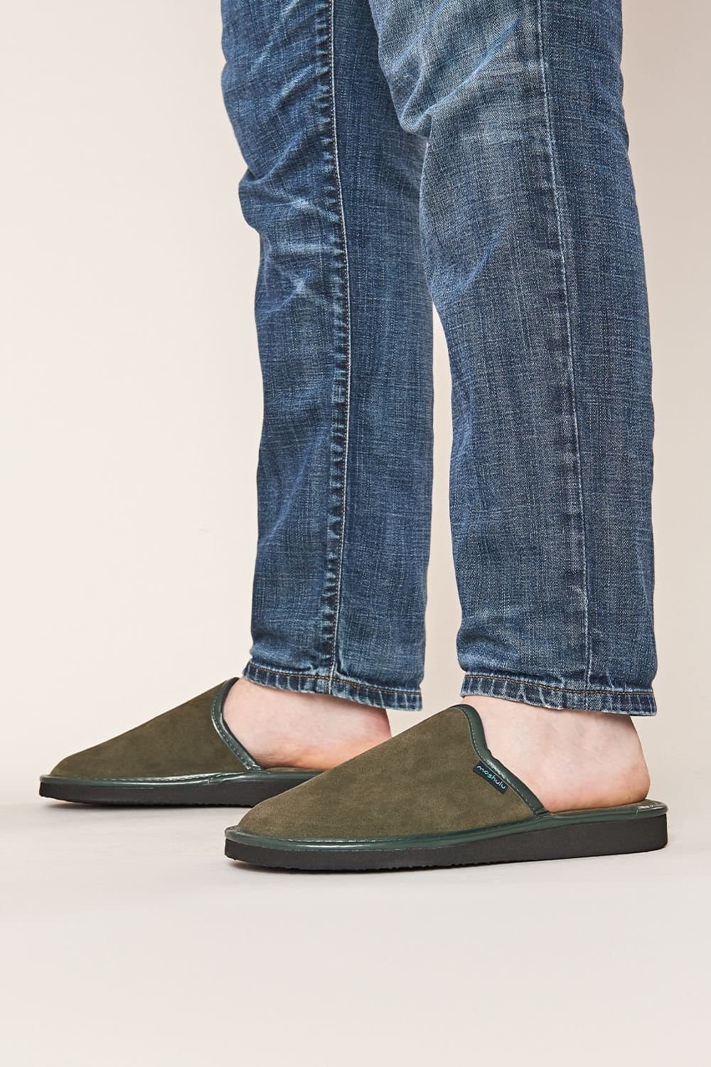Moshulu Moshulu Men's 'Weston 3' Suede Mule Slippers in Olive