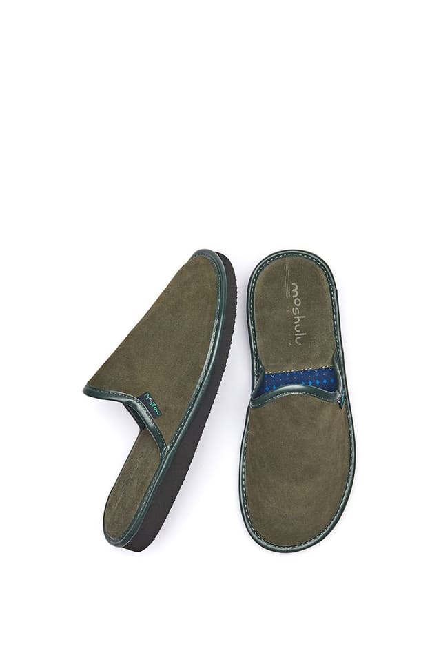 Moshulu Moshulu Men's 'Weston 3' Suede Mule Slippers in Olive - 2