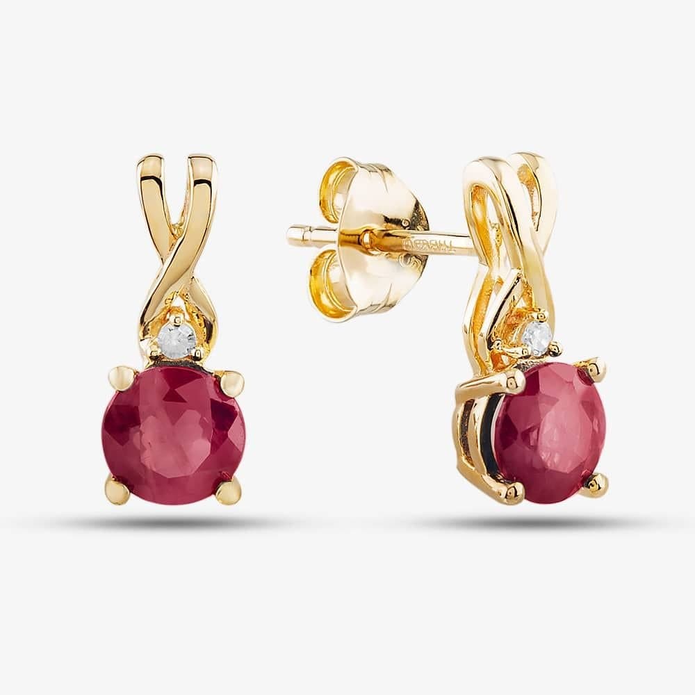 T.H.Baker T.H.Baker Gold Ruby & Diamond Stud Earrings