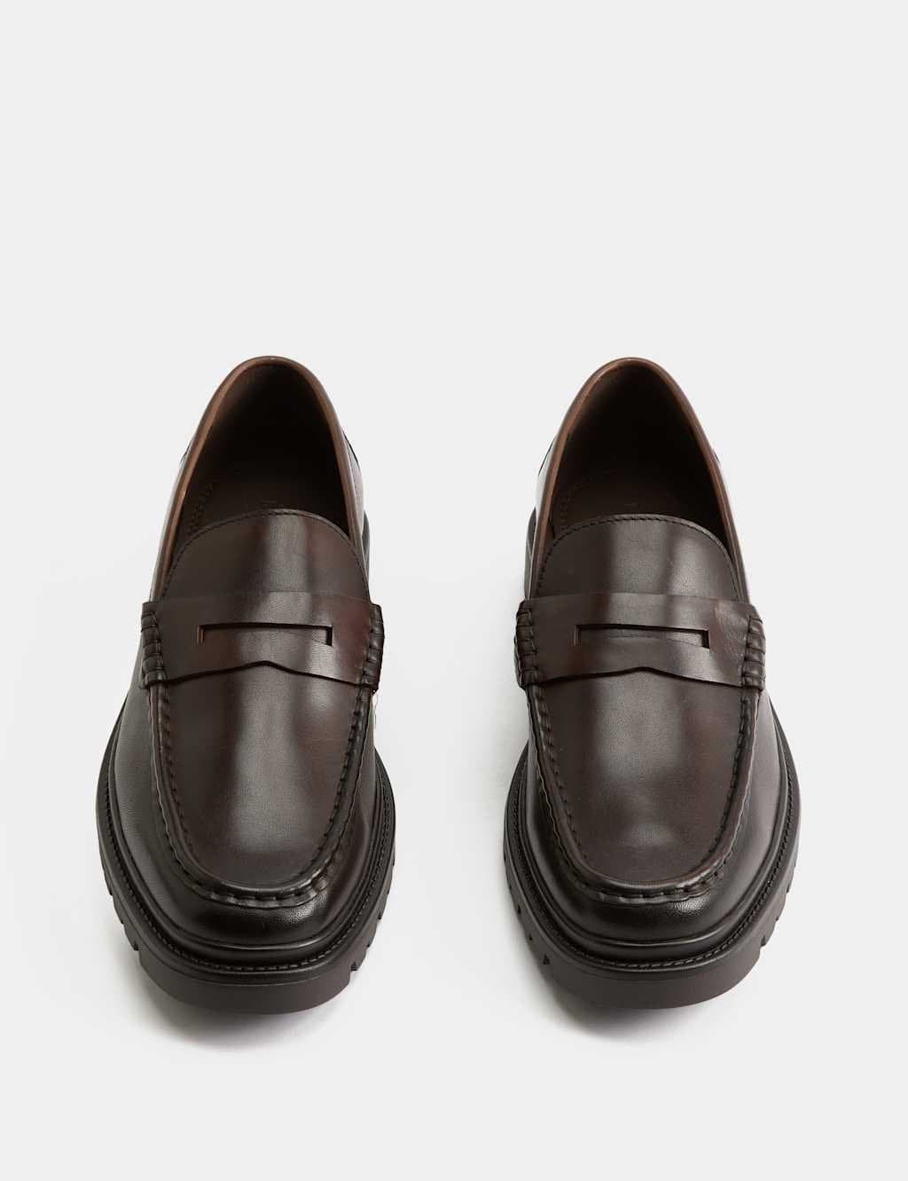 Marks & Spencer M&S Leather Chunky Sole Loafers Dark Brown