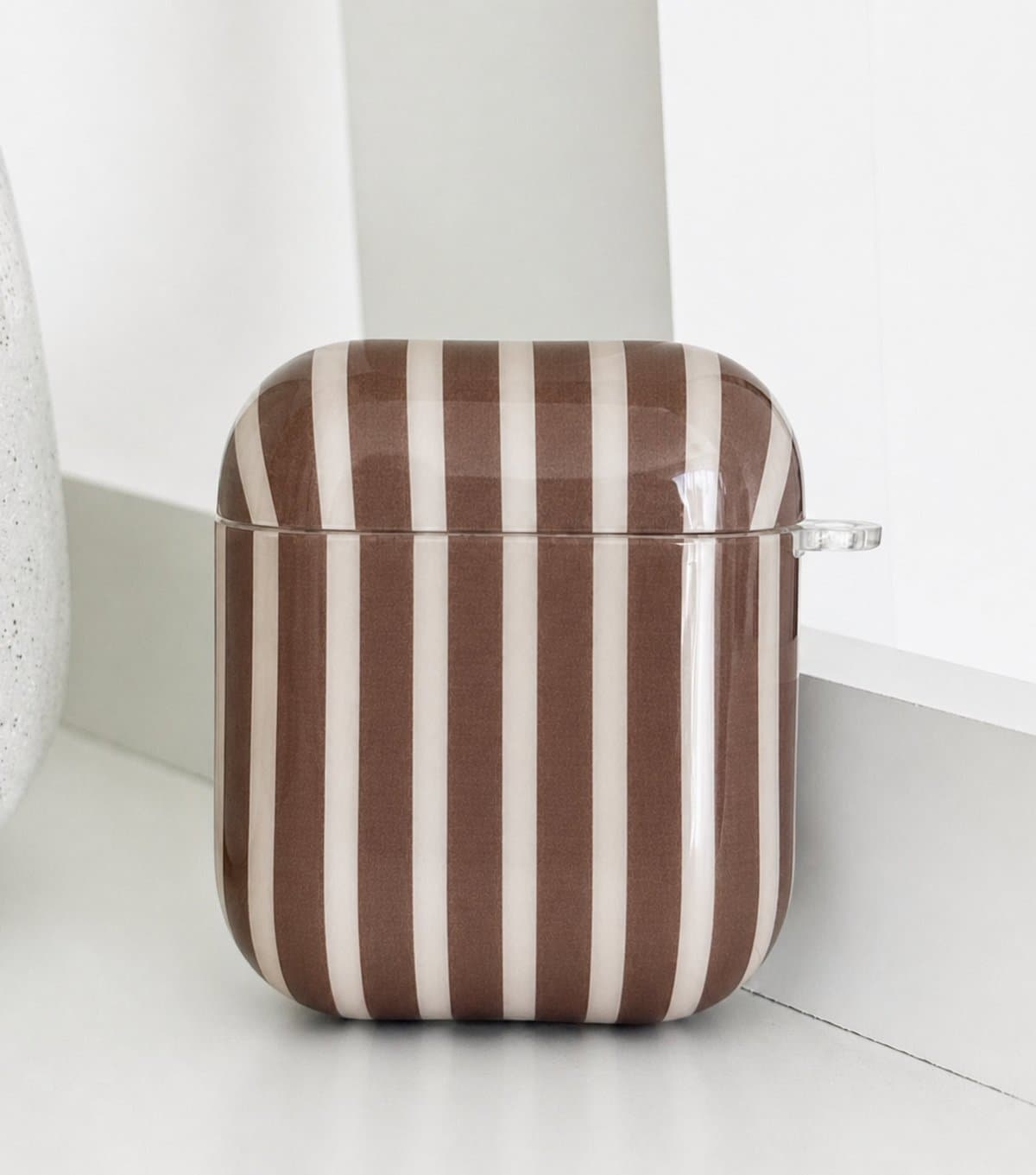 Coconut Lane Brown & Cream Striped Airpods Case Coconut Lane New Look
