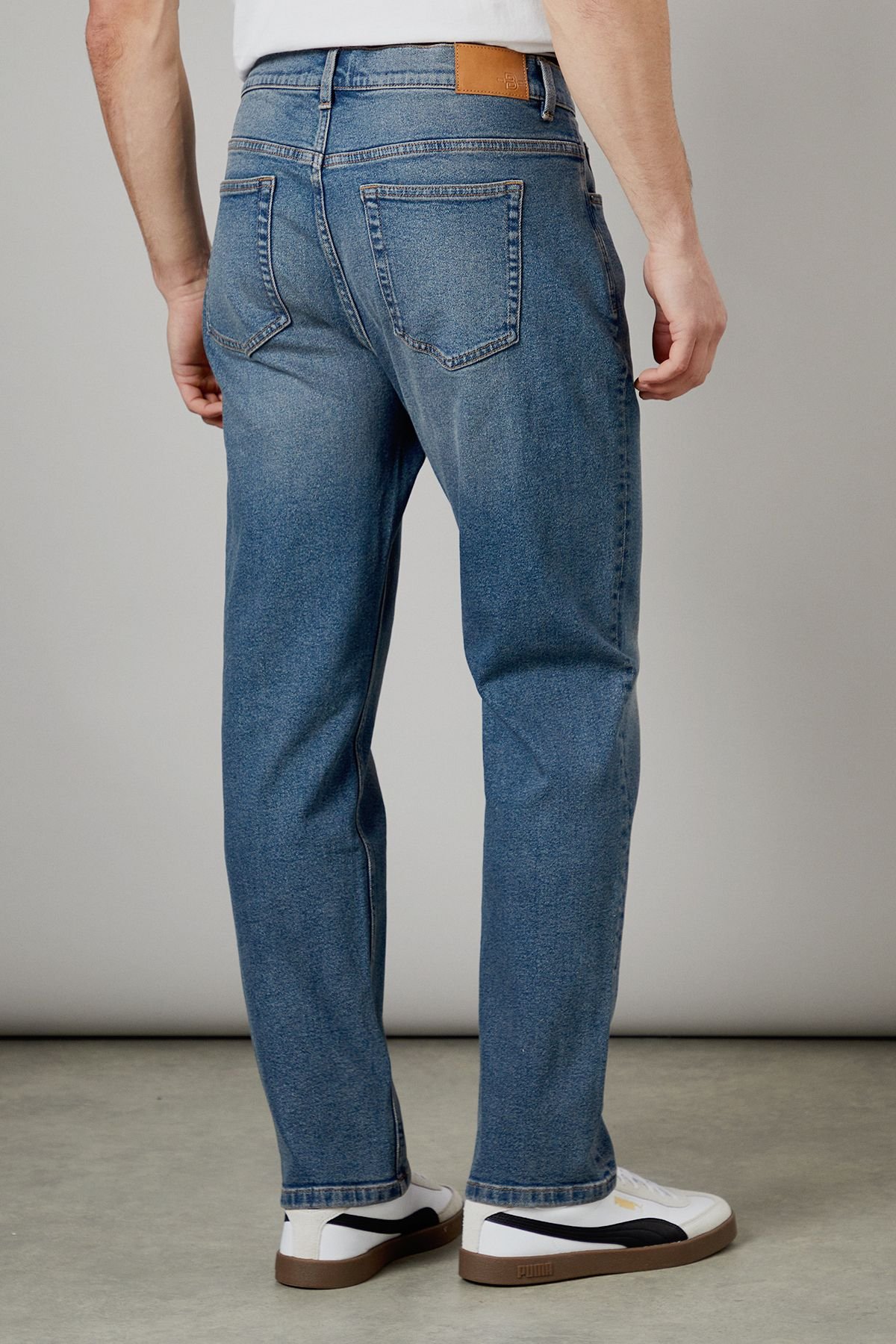 Burton Burton Men's Vintage Wash Stretch Straight Fit Jeans in Dark Blue - 3