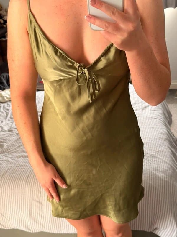 Bershka Olive satin mini dress