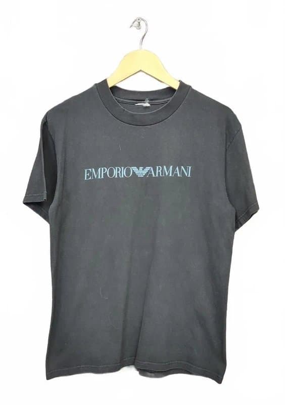 Emporio Armani Vintage Emporio Armani Faded Black Graphic T-Shirt Fits Men's Medium Y2K