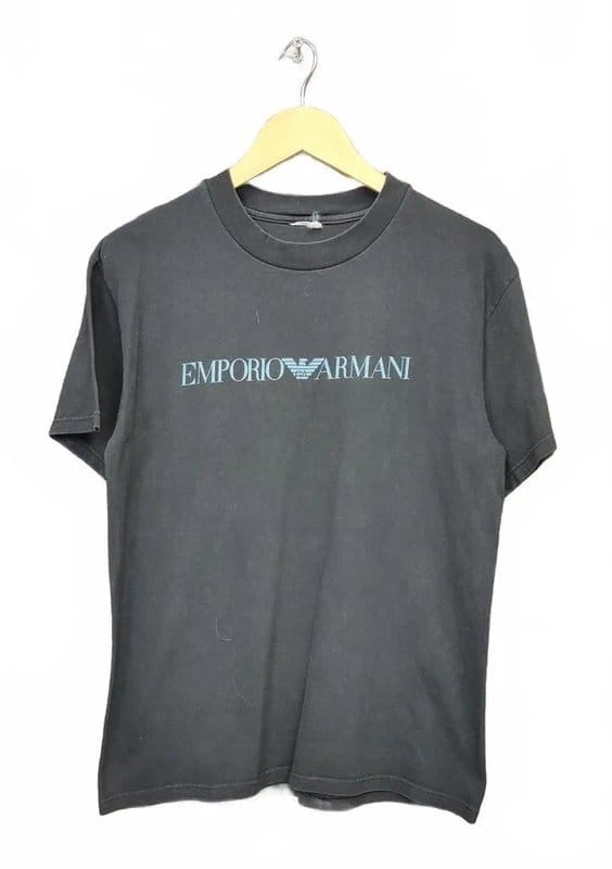 Emporio Armani Faded Black Graphic T-Shirt For Men