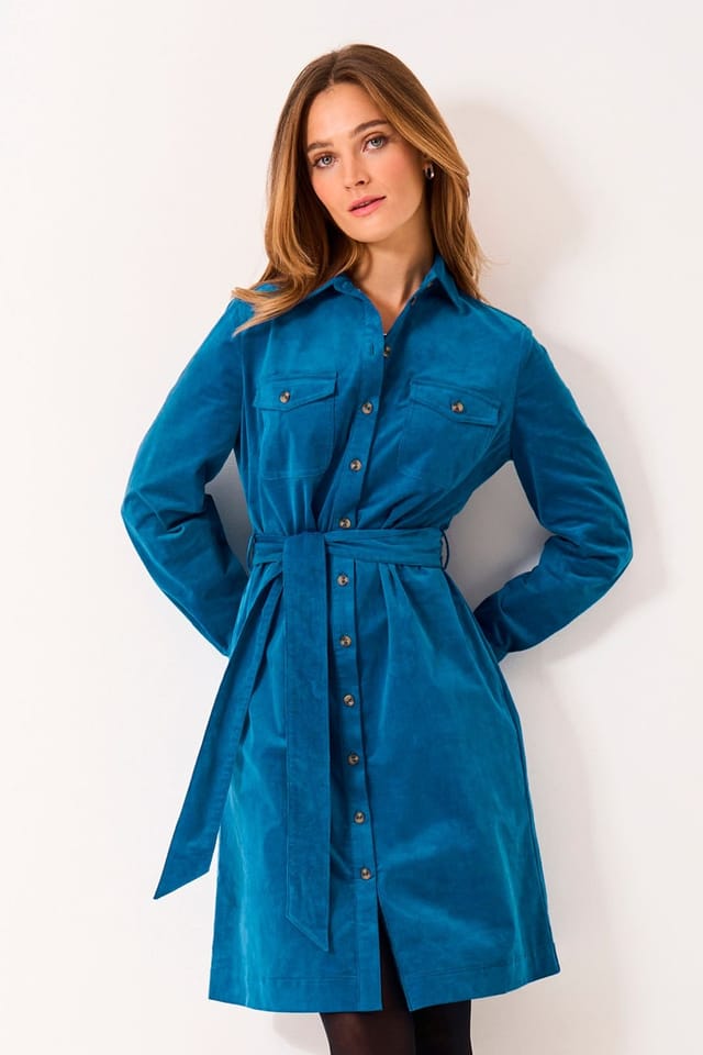 Crew Clothing Crew Clothing Women's Elsie Cord Dress Blue - 2