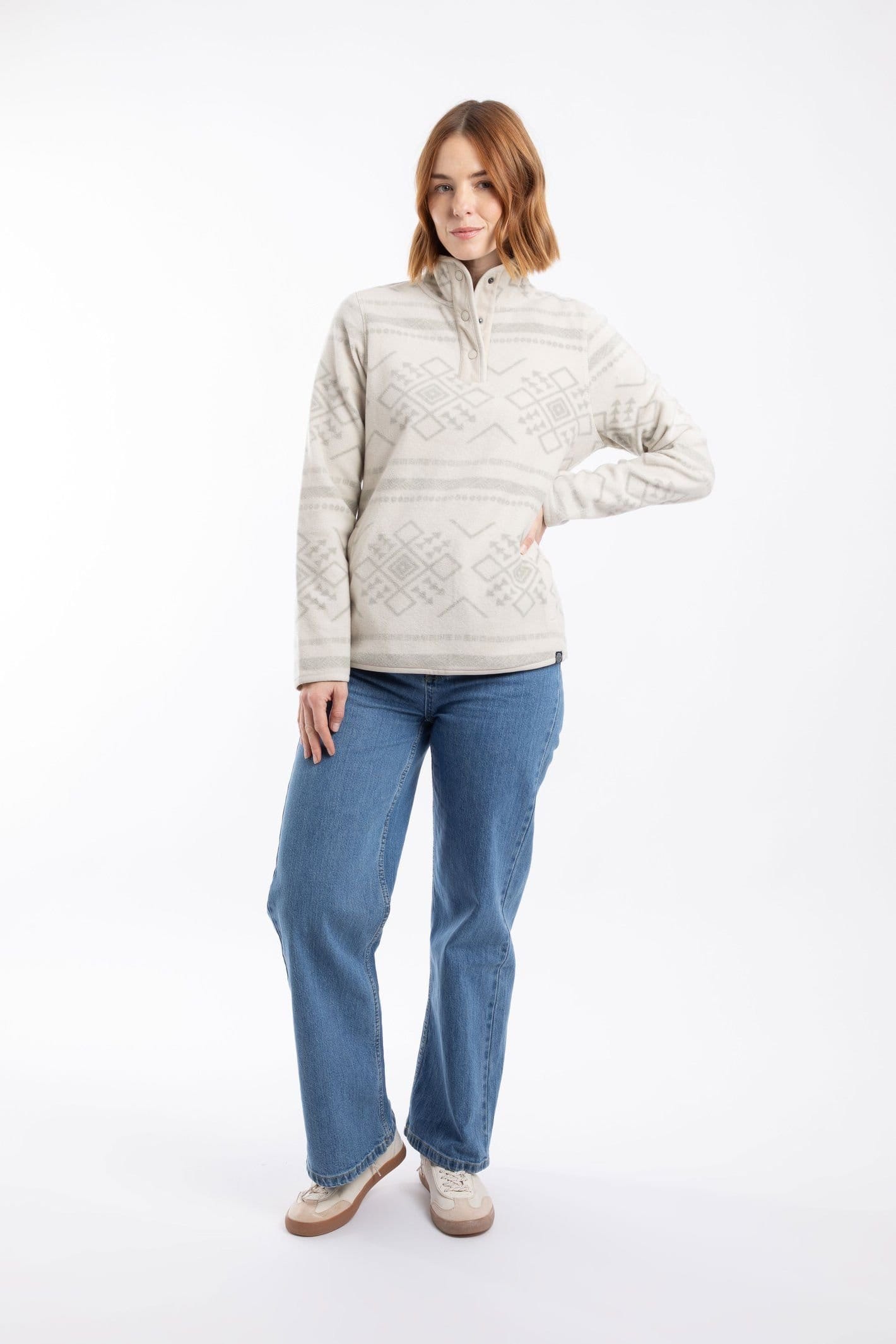Weird Fish Weird Fish Women's Amy Printed Microfleece in Cream - 4