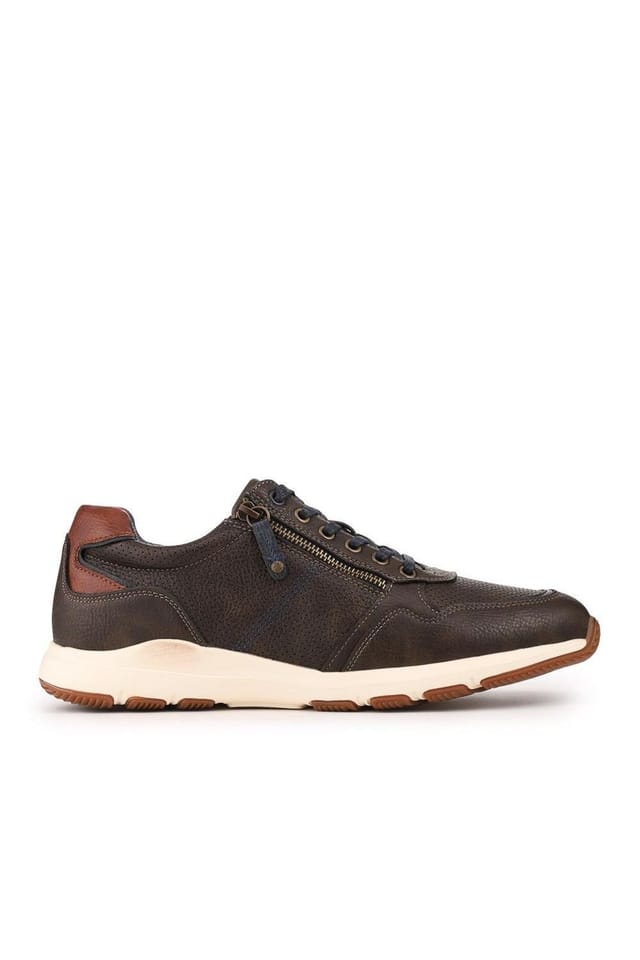 Pavers Pavers Men's Casual Zip & Lace Faux Leather Trainers in Khaki - 3
