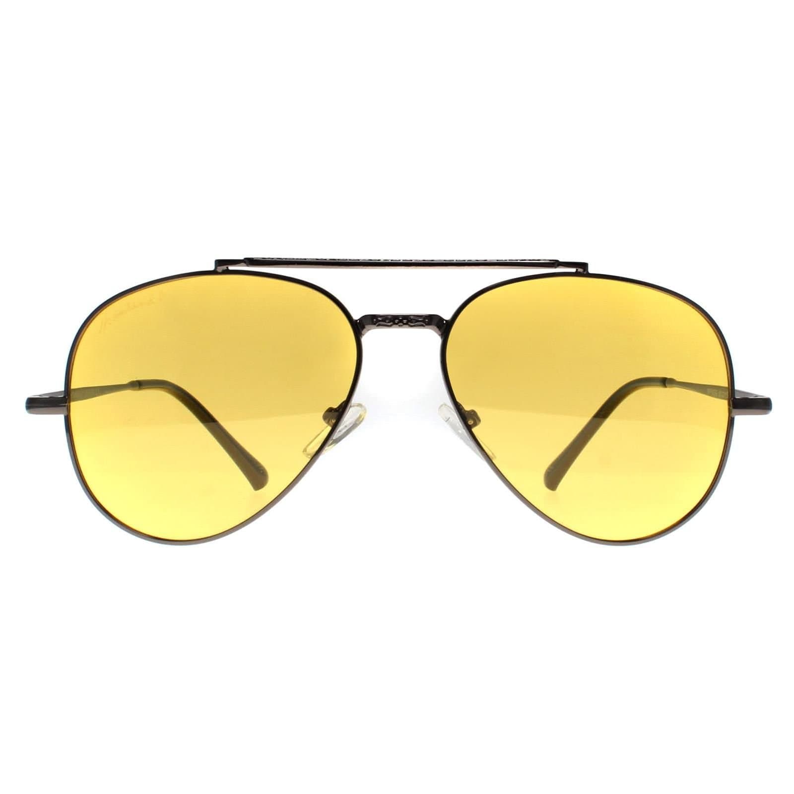montana montana Men's Aviator Shiny Gunmetal Yellow Polarized MP185 in Grey