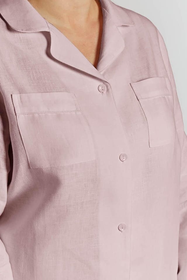 Lazy Linen Lazy Linen Women's 'Pure Washed Linen' Pyjama Set in Pink - 3