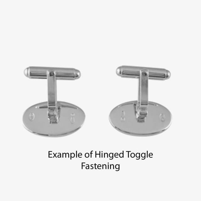 T.H.Baker T.H.Baker Men's Sterling Silver Oval Edged Ruby Toggle Cufflinks LH45 T/R - 2