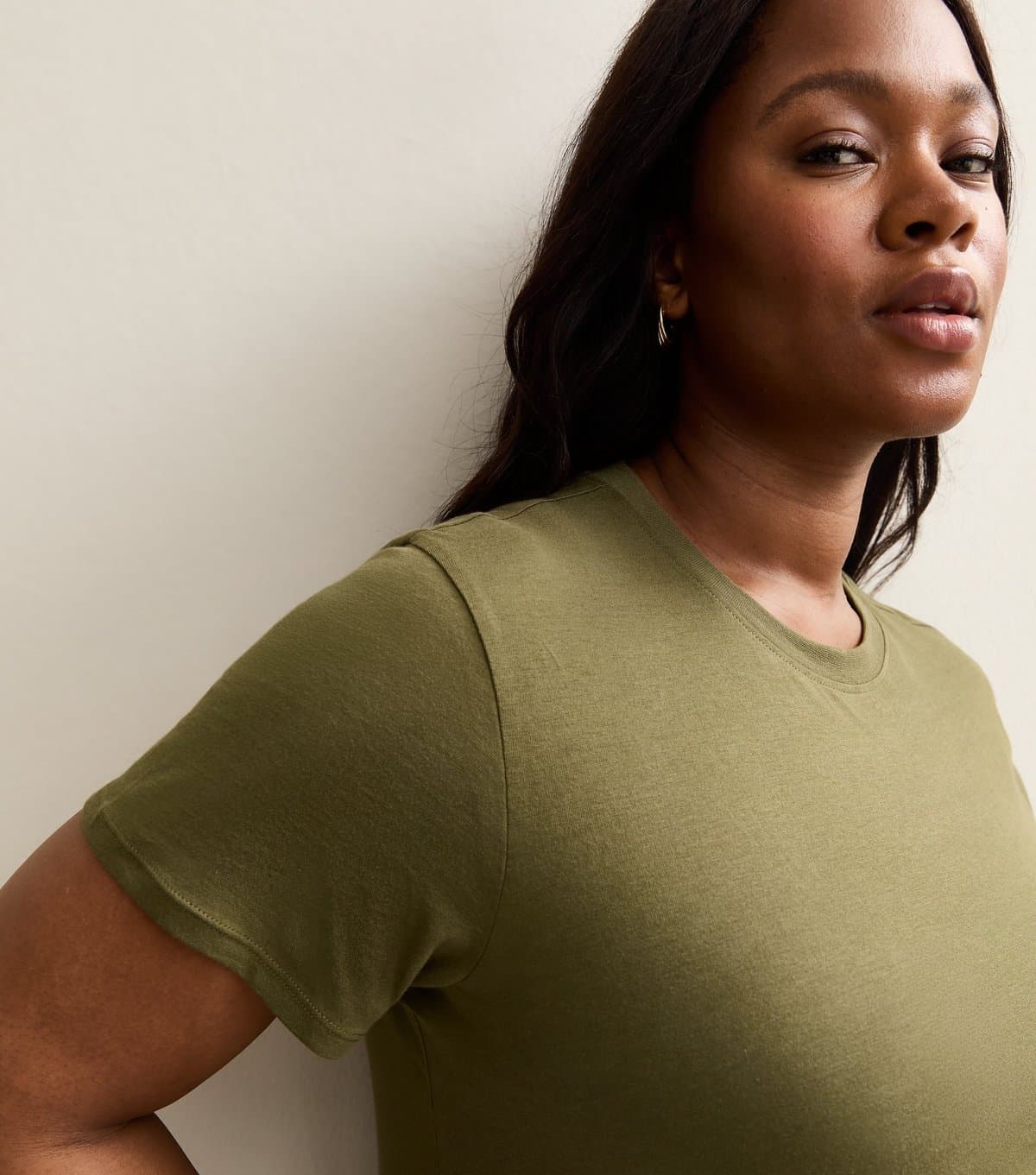 New Look New Look Khaki Plus Size Crew Neck T-Shirt