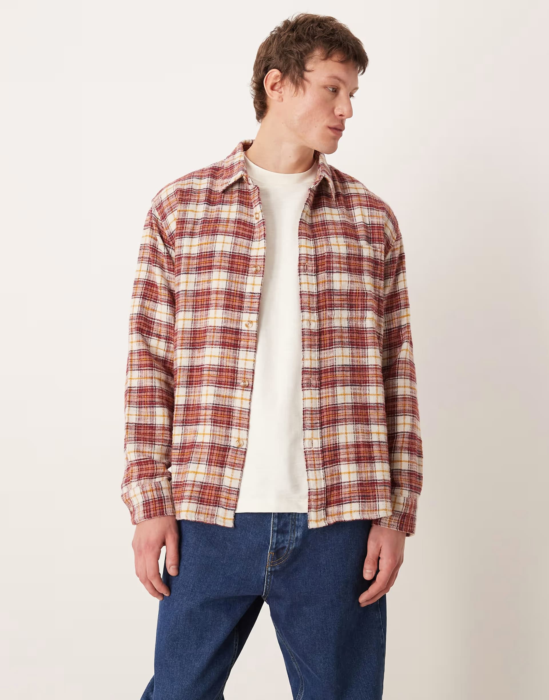 ASOS Abercrombie & Fitch long sleeve flannel shirt in red plaid